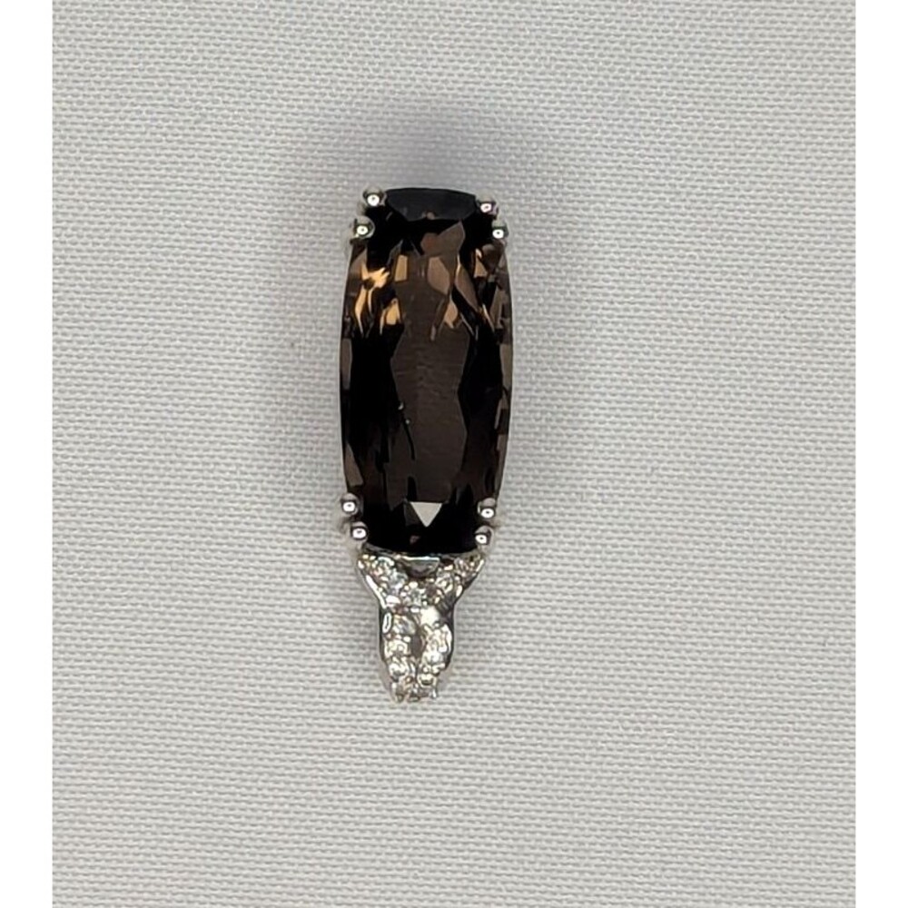 Smoky Quartz & Zircon Pendant - Sterling Silver, Brown - Picture 2 of 6